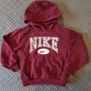 Nike Kids Size 4 Maroon And White Hoodie With Kangaroo Pocket